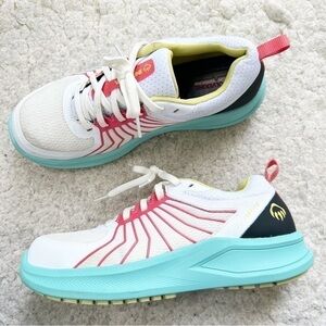 Wolverine White, Coral, Black, Light Teal Lace Up Bolt Durashocks Sneakers